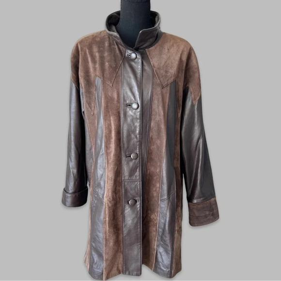 Vintage Coraggio Kollections Suede Smooth  Leather Mixed Southwestern Coat - Picture 1 of 16